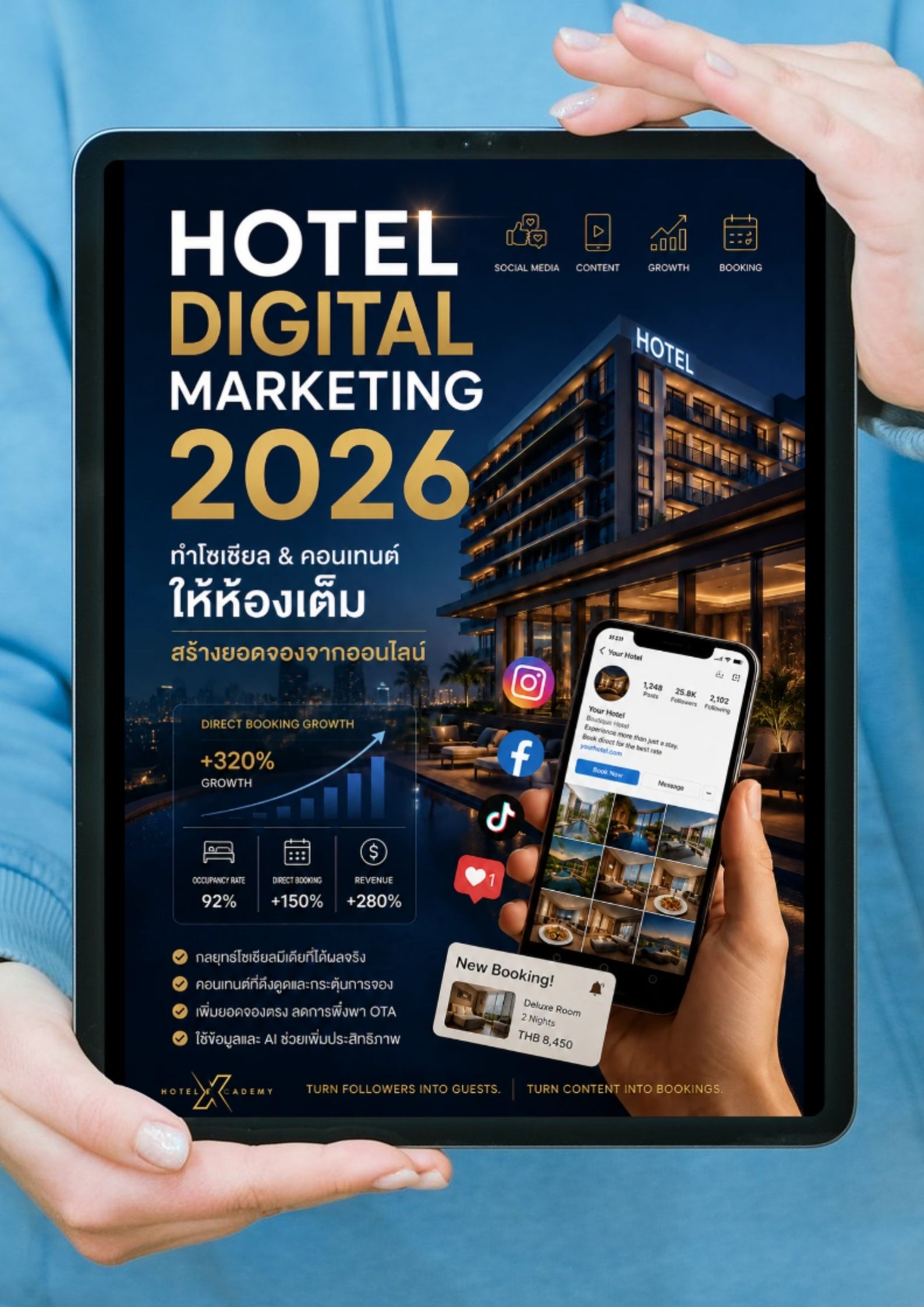 Hotel Digital Marketing 2026: ทำโซเชียล & คอนเทนต์ให้ห้องเต็ม สร้างยอดจองจากออนไลน์