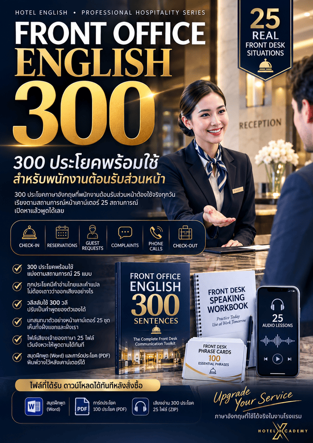 Front Office English 300 ประโยค: ชุดประโยคพร้อมใช้สำหรับพนักงานต้อนรับส่วนหน้า