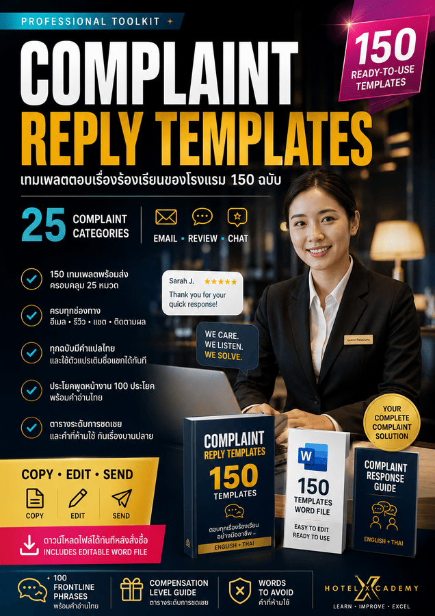 Complaint Reply Templates: เทมเพลตตอบเรื่องร้องเรียนของโรงแรม 150 ฉบับ
