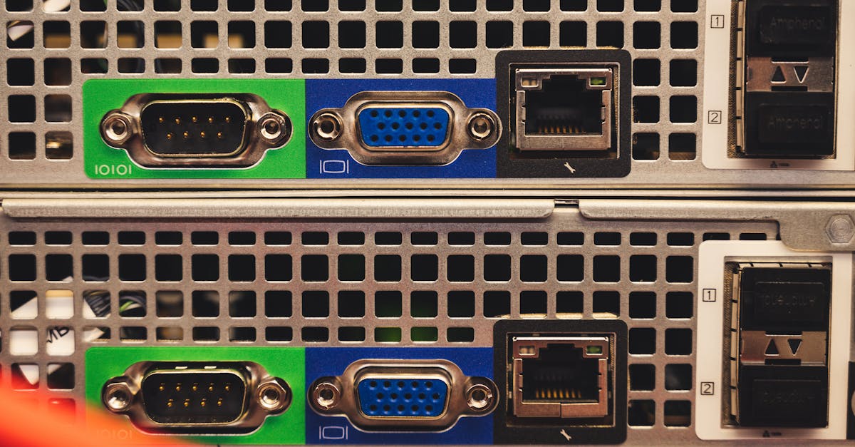 Detailed view of Ethernet and VGA ports on a server highlighting connectivity features.