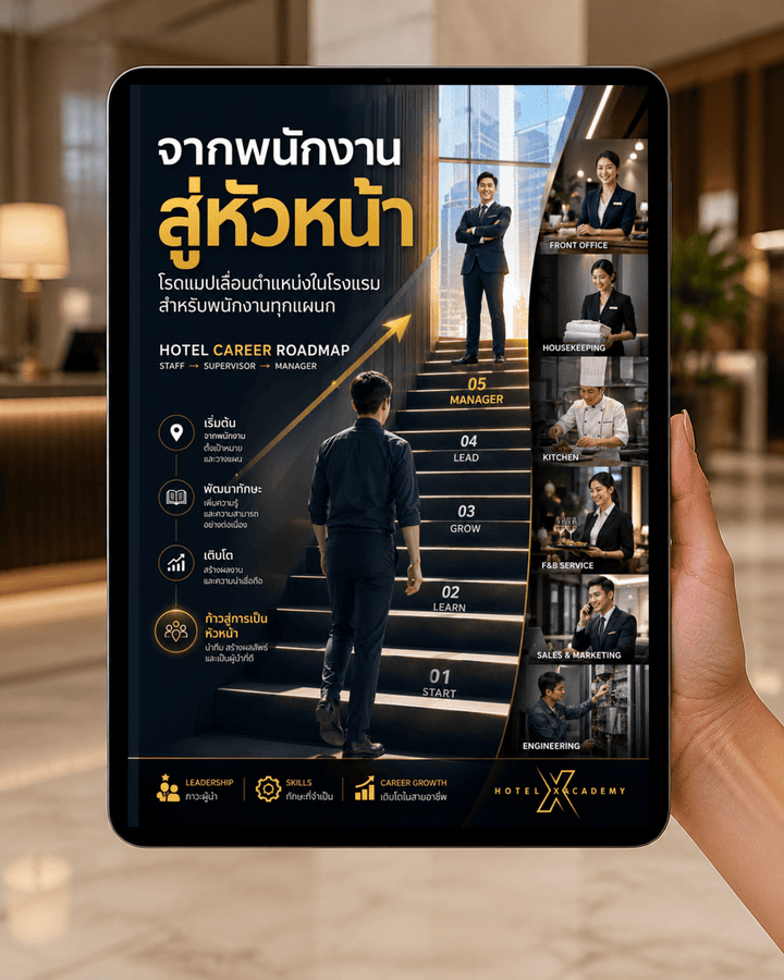จากพนักงานสู่หัวหน้า: โรดแมปเลื่อนตำแหน่งในโรงแรมสำหรับพนักงานทุกแผนก