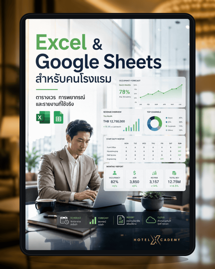 Excel & Google Sheets สำหรับคนโรงแรม: ตารางเวร การพยากรณ์ และรายงานที่ใช้จริง
